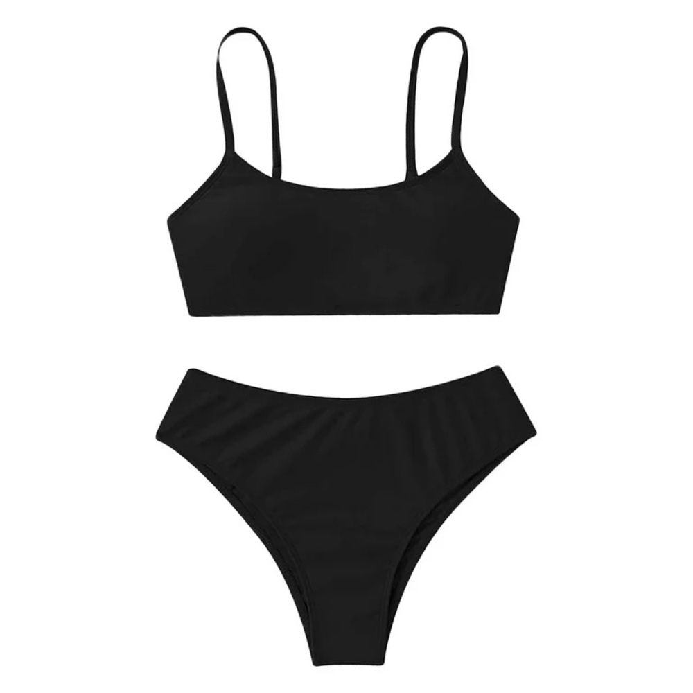 Women’s swimwear Bathing Suit Black Two‎ Piece Bikini Swimsuit NWT Size L